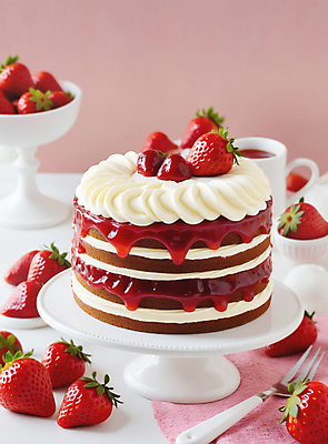 JPG 편집이미지 접시 포크 잎 딸기 단면 디저트 사람없음 빨간색 케이크 달콤 딸기케이크 편집실사 AI포토 AI콘텐츠 식물 식기 음식 컬러 과일 맛 CG 파일형식