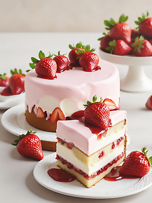 JPG 편집이미지 접시 잎 딸기 단면 디저트 사람없음 빨간색 케이크 달콤 조각케이크 딸기케이크 편집실사 AI포토 AI콘텐츠 식물 식기 음식 컬러 과일 맛 CG 파일형식