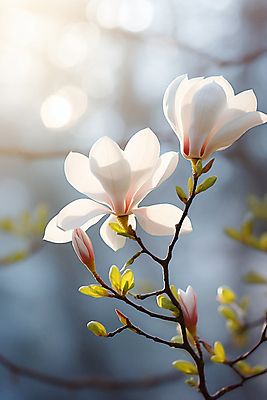 JPG 편집이미지 자연 풍경 사람없음 우아함 꽃봉오리 목련 목련나무 편집실사 AI포토 AI콘텐츠 나무 꽃 컨셉 CG 생태계 파일형식