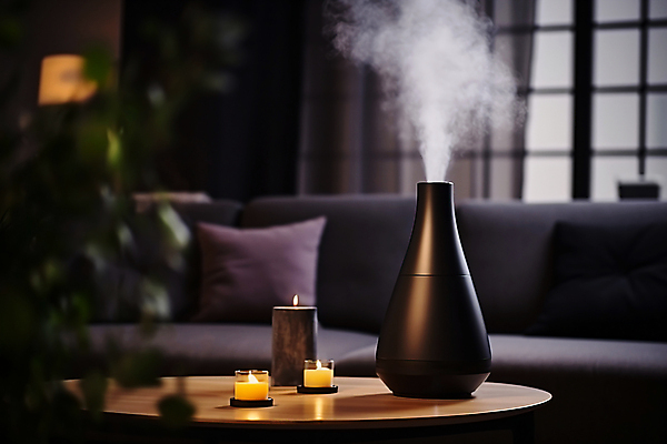 JPG 편집이미지 거실 창문 탁자 실내 사람없음 전자제품 인테리어 소파 수증기 향초 가습기 습도 편집실사 AI포토 AI콘텐츠 디자인 가구 의자 초 내부 CG 파일형식