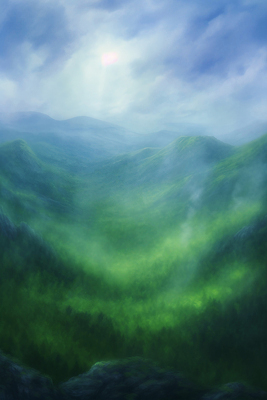 JPG 나무 구름 백그라운드 일러스트 자연 하늘 산 풍경 사람없음 숲 몽환 국내일러스트 AI일러스트 AI콘텐츠 자연요소 식물 컨셉 생태계 파일형식