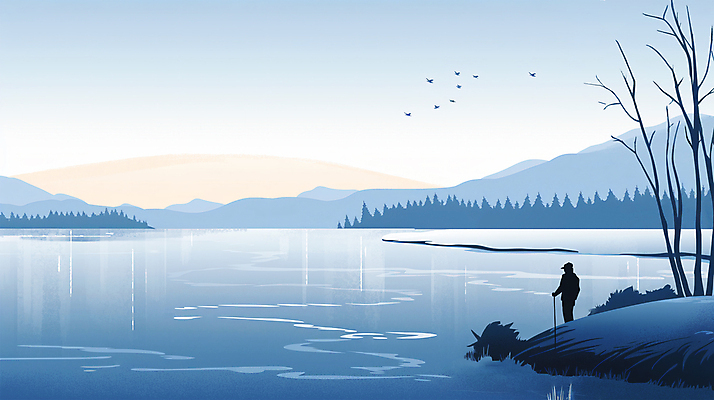 전신 PSD 나무 남자 호수 겨울 일러스트 조류 하늘 산 아웃도어 한명 풍경 성인 파란색 얼음 빙판 성인남자한명만 겨울풍경 국내일러스트 자연요소 식물 동물 1 계절 컬러 사람 남자한명만 성인남자만 파일형식