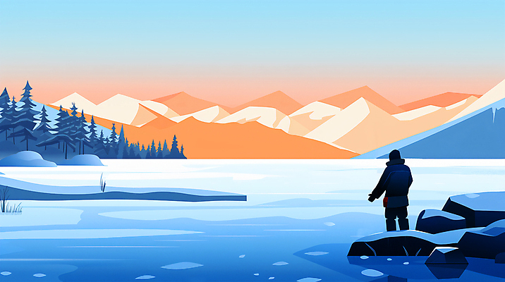 전신 PSD 나무 남자 호수 겨울 일러스트 하늘 산 아웃도어 한명 풍경 성인 파란색 노을 얼음 빙판 성인남자한명만 겨울풍경 국내일러스트 자연요소 식물 1 계절 컬러 사람 남자한명만 성인남자만 파일형식