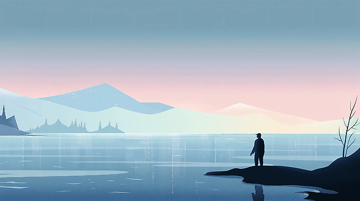 전신 PSD 나무 남자 호수 겨울 일러스트 하늘 산 아웃도어 한명 풍경 성인 파란색 노을 얼음 빙판 성인남자한명만 겨울풍경 국내일러스트 자연요소 식물 1 계절 컬러 사람 남자한명만 성인남자만 파일형식