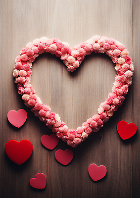 JPG 편집이미지 꽃 발렌타인데이 사랑 이벤트 사람없음 빨간색 하트 편집실사 AI포토 AI콘텐츠 모양 식물 감정 컬러 데이이벤트 CG 파일형식