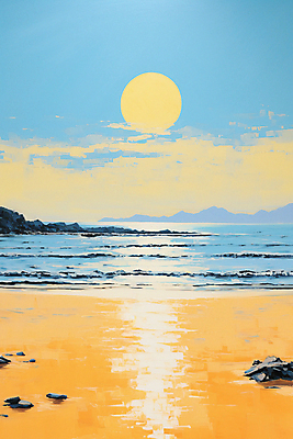 JPG 파도 바다 섬 일러스트 자연 풍경 해변 사람없음 태양 반사 국내일러스트 AI일러스트 AI콘텐츠 자연요소 생태계 파일형식