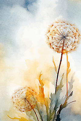 JPG 백그라운드 일러스트 추상 수채화 사람없음 물감 봄 민들레 번짐 민들레홀씨 국내일러스트 AI일러스트 AI콘텐츠 계절 꽃 무늬 미술도구 파일형식 효과