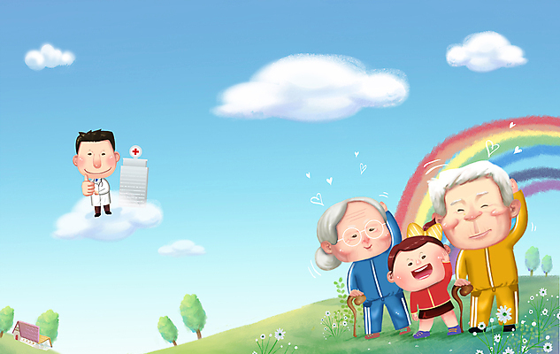 전신 PSD 구름 여자 할아버지 노년 남자 꽃 할머니 어린이 무지개 일러스트 지팡이 하늘 건강 병원 서기 소녀 여러명 성인 건강관리 스트레칭 의사 언덕 따봉 노후건강 국내일러스트 자연요소 식물 다수 의학 모션 관리 사람 노후 운동 의료진 최고 파일형식