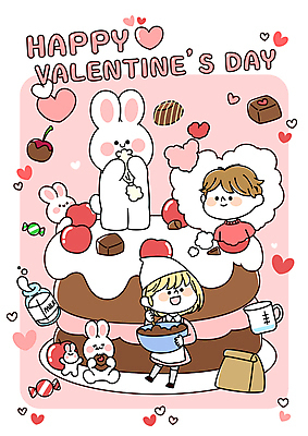 전신 커플 여자 남자 분홍색 프로포즈 생각 일러스트 발렌타인데이 사탕 선물 사랑 상반신 성인 두명 케이크 초콜릿 다정 우유 토끼 토끼캐릭터 제빵 연애 풍선 초코케이크 고백데이 짤주머니 성인만 국내일러스트 AI파일 감정 컬러 동물캐릭터 컨셉 포유류 관계 데이이벤트 디저트 유제품 사람 반려동물 제과제빵 제빵도구 파일형식 벡터