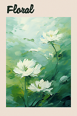 PSD 식물 꽃 포스터 일러스트 자연 붓터치 사람없음 초록색 그림 질감 유화 국내일러스트 컬러 미술 생태계 파일형식