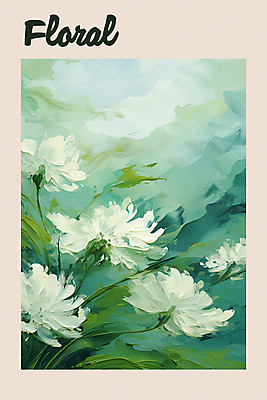 PSD 식물 꽃 포스터 일러스트 자연 붓터치 사람없음 초록색 그림 질감 유화 국내일러스트 컬러 미술 생태계 파일형식