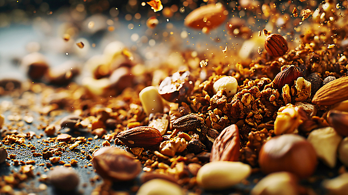 JPG 편집이미지 식재료 근접촬영 사람없음 아웃포커스 다양 파편 소프트포커스 디지털합성 영양 땅콩 호두 아몬드 건포도 생동감 캐슈넛 해바라기씨 편집소스 편집실사 AI포토 AI콘텐츠 뷰포인트 다수 포도 촬영기법 씨앗 견과류 CG 건과일 파일형식