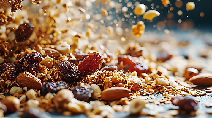 JPG 편집이미지 식재료 근접촬영 사람없음 아웃포커스 다양 파편 소프트포커스 디지털합성 영양 땅콩 호두 아몬드 건포도 생동감 캐슈넛 해바라기씨 편집소스 편집실사 AI포토 AI콘텐츠 뷰포인트 다수 포도 촬영기법 씨앗 견과류 CG 건과일 파일형식