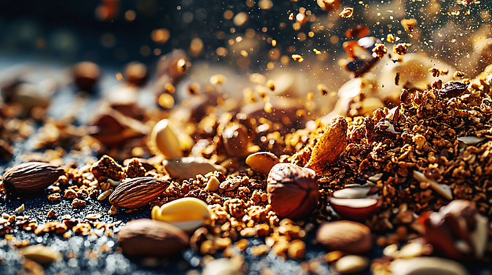 JPG 편집이미지 식재료 근접촬영 사람없음 아웃포커스 다양 파편 소프트포커스 디지털합성 영양 땅콩 호두 아몬드 건포도 생동감 캐슈넛 해바라기씨 편집소스 편집실사 AI포토 AI콘텐츠 뷰포인트 다수 포도 촬영기법 씨앗 견과류 CG 건과일 파일형식