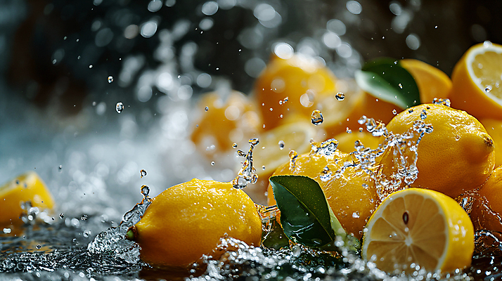 JPG 편집이미지 사람없음 물 노란색 물방울 신선 수분 레몬 디지털합성 상쾌 생동감 싱그러움 스플래쉬 편집소스 편집실사 AI포토 AI콘텐츠 자연요소 감정 컬러 과일 CG 파일형식