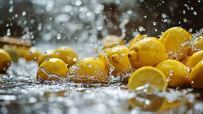 JPG 편집이미지 사람없음 물 노란색 물방울 신선 수분 레몬 디지털합성 상쾌 생동감 싱그러움 스플래쉬 편집소스 편집실사 AI포토 AI콘텐츠 자연요소 감정 컬러 과일 CG 파일형식