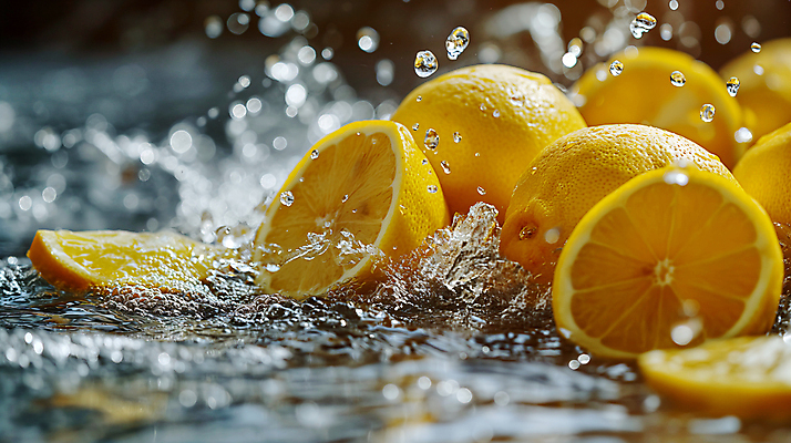 JPG 편집이미지 사람없음 물 노란색 물방울 신선 수분 레몬 디지털합성 상쾌 생동감 싱그러움 스플래쉬 편집소스 편집실사 AI포토 AI콘텐츠 자연요소 감정 컬러 과일 CG 파일형식