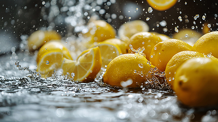 JPG 편집이미지 사람없음 물 노란색 물방울 신선 수분 레몬 디지털합성 상쾌 생동감 싱그러움 스플래쉬 편집소스 편집실사 AI포토 AI콘텐츠 자연요소 감정 컬러 과일 CG 파일형식