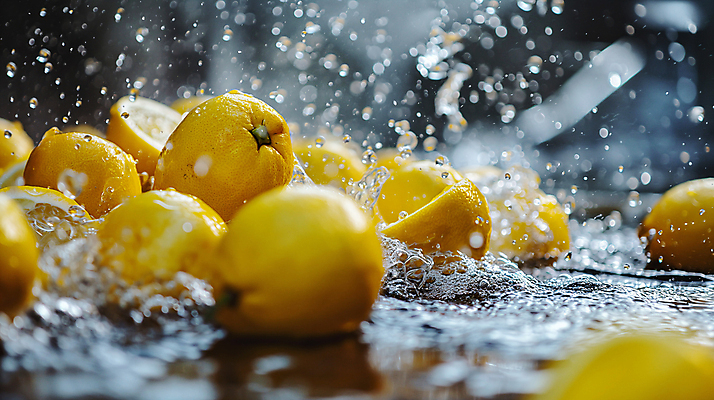 JPG 편집이미지 사람없음 물 노란색 물방울 신선 수분 레몬 디지털합성 상쾌 생동감 싱그러움 스플래쉬 편집소스 편집실사 AI포토 AI콘텐츠 자연요소 감정 컬러 과일 CG 파일형식