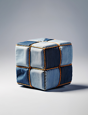 JPG 편집이미지 그림자 사람없음 3D 청바지 바느질 천 큐브 디지털합성 오브젝트 질감 편집소스 편집3D AI컴퓨터그래픽 AI콘텐츠 바지 직물 파일형식