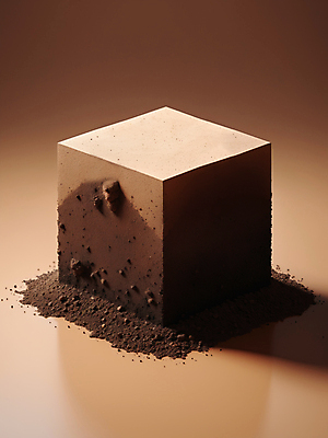 JPG 편집이미지 그림자 사람없음 갈색 3D 흙 큐브 디지털합성 오브젝트 질감 편집소스 2025년 트렌드컬러 편집3D 모카무스 AI컴퓨터그래픽 AI콘텐츠 컬러 연도 파일형식