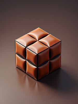 JPG 편집이미지 그림자 사람없음 반사 갈색 3D 가죽 큐브 디지털합성 오브젝트 질감 광택 편집소스 편집3D AI컴퓨터그래픽 AI콘텐츠 컬러 파일형식