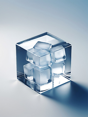 JPG 편집이미지 그림자 사람없음 3D 얼음 투명 차가움 매끈함 큐브 디지털합성 오브젝트 질감 편집소스 편집3D AI컴퓨터그래픽 AI콘텐츠 자연요소 감각 파일형식