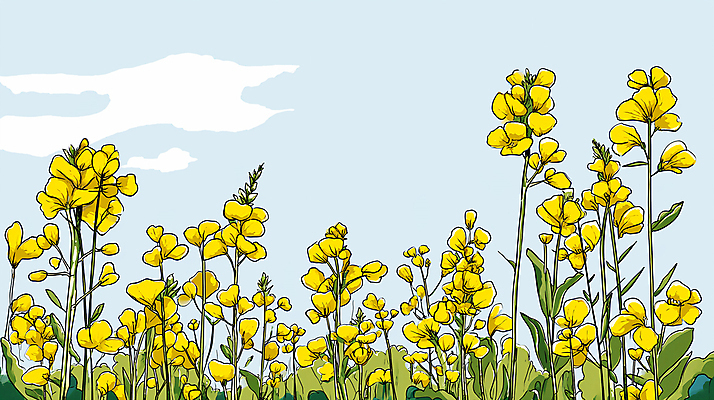 JPG 구름 백그라운드 일러스트 자연 하늘 사람없음 노란색 평화 봄 디지털합성 유채 유채밭 편집소스 국내일러스트 AI일러스트 AI콘텐츠 자연요소 계절 꽃 컬러 컨셉 밭 생태계 파일형식