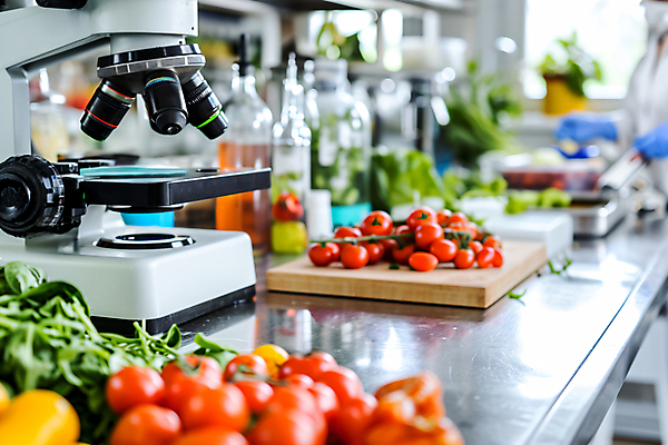 JPG 편집이미지 음식 채소 과일 현미경 실험 사람없음 실험실 디지털합성 개발 연구소 유전공학 유전자변형 변이 GMO 편집실사 AI포토 AI콘텐츠 실험기구 CG 공학 파일형식