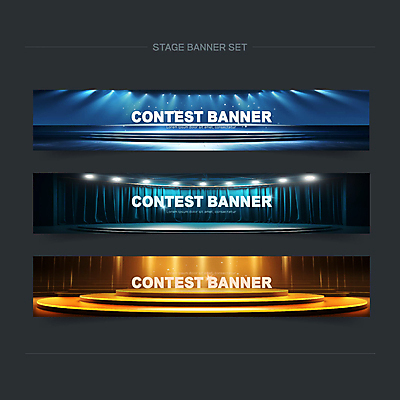템플릿 배너템플릿 가로배너 사람없음 파란색 노란색 금색 무대 현수막 커튼 단상 시상 시상식 콘테스트 배너세트 AI파일 배너 컬러 가로 세트 대회 파일형식 벡터