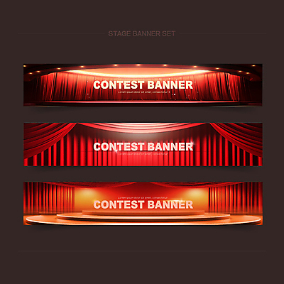 템플릿 배너템플릿 가로배너 사람없음 빨간색 무대 현수막 커튼 단상 시상 시상식 콘테스트 배너세트 AI파일 배너 컬러 가로 세트 대회 파일형식 벡터