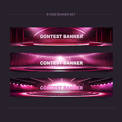 템플릿 배너템플릿 가로배너 분홍색 조명 사람없음 보라색 무대 현수막 커튼 단상 시상 시상식 콘테스트 배너세트 AI파일 배너 컬러 가로 세트 대회 파일형식 벡터