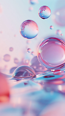 JPG 편집이미지 분홍색 백그라운드 사람없음 파란색 반사 투명 비눗방울 디지털합성 그라데이션 블러효과 편집소스 편집실사 AI컴퓨터그래픽 AI콘텐츠 컬러 CG 블러 파일형식 효과