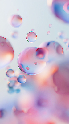 JPG 편집이미지 분홍색 백그라운드 사람없음 파란색 반사 투명 비눗방울 디지털합성 그라데이션 블러효과 편집소스 편집실사 AI컴퓨터그래픽 AI콘텐츠 컬러 CG 블러 파일형식 효과