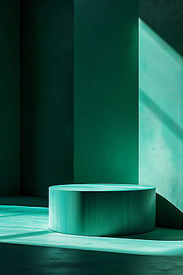 JPG 편집이미지 백그라운드 그림자 사람없음 초록색 빛 조형물 공간 원형 디지털합성 단상 민트색 포디움 편집소스 비어있는 편집실사 AI포토 AI콘텐츠 도형 컬러 미술 무대 CG 파일형식