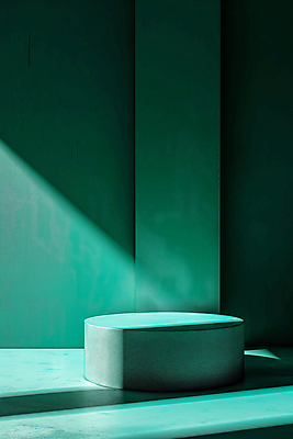 JPG 편집이미지 백그라운드 그림자 사람없음 초록색 빛 조형물 공간 원형 디지털합성 단상 민트색 포디움 편집소스 비어있는 편집실사 AI포토 AI콘텐츠 도형 컬러 미술 무대 CG 파일형식