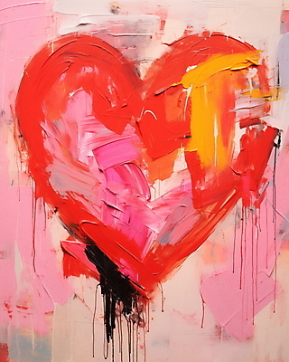 JPG 분홍색 일러스트 페인팅 붓터치 추상 발렌타인데이 사랑 사람없음 하트 질감 유화 국내일러스트 AI일러스트 AI콘텐츠 모양 감정 컬러 무늬 데이이벤트 미술 파일형식