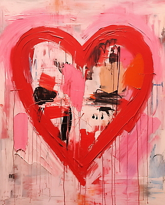 JPG 분홍색 일러스트 페인팅 붓터치 추상 발렌타인데이 사랑 사람없음 하트 질감 유화 국내일러스트 AI일러스트 AI콘텐츠 모양 감정 컬러 무늬 데이이벤트 미술 파일형식