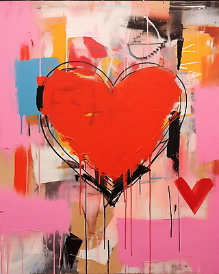 JPG 분홍색 일러스트 페인팅 붓터치 추상 발렌타인데이 사랑 사람없음 하트 질감 유화 국내일러스트 AI일러스트 AI콘텐츠 모양 감정 컬러 무늬 데이이벤트 미술 파일형식