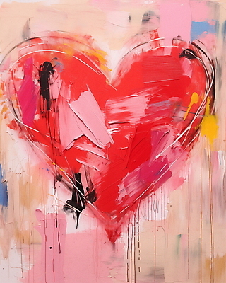 JPG 분홍색 일러스트 페인팅 붓터치 추상 발렌타인데이 사랑 사람없음 하트 질감 유화 국내일러스트 AI일러스트 AI콘텐츠 모양 감정 컬러 무늬 데이이벤트 미술 파일형식