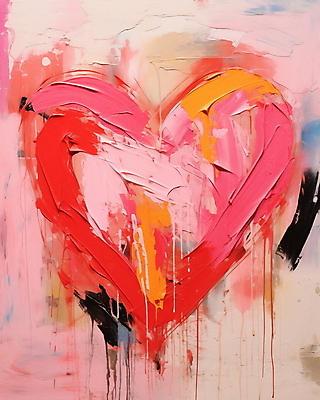 JPG 분홍색 일러스트 페인팅 붓터치 추상 발렌타인데이 사랑 사람없음 하트 질감 유화 국내일러스트 AI일러스트 AI콘텐츠 모양 감정 컬러 무늬 데이이벤트 미술 파일형식