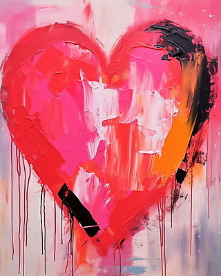 JPG 분홍색 일러스트 페인팅 붓터치 추상 발렌타인데이 사랑 사람없음 하트 질감 유화 국내일러스트 AI일러스트 AI콘텐츠 모양 감정 컬러 무늬 데이이벤트 미술 파일형식