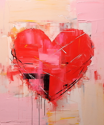 JPG 분홍색 일러스트 페인팅 붓터치 추상 발렌타인데이 사랑 사람없음 하트 질감 유화 국내일러스트 AI일러스트 AI콘텐츠 모양 감정 컬러 무늬 데이이벤트 미술 파일형식