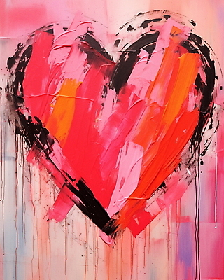 JPG 분홍색 일러스트 페인팅 붓터치 추상 발렌타인데이 사랑 사람없음 하트 질감 유화 국내일러스트 AI일러스트 AI콘텐츠 모양 감정 컬러 무늬 데이이벤트 미술 파일형식