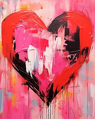 JPG 분홍색 일러스트 페인팅 붓터치 추상 발렌타인데이 사랑 사람없음 하트 질감 유화 국내일러스트 AI일러스트 AI콘텐츠 모양 감정 컬러 무늬 데이이벤트 미술 파일형식