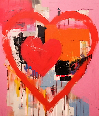 JPG 분홍색 일러스트 페인팅 붓터치 추상 발렌타인데이 사랑 사람없음 하트 질감 유화 국내일러스트 AI일러스트 AI콘텐츠 모양 감정 컬러 무늬 데이이벤트 미술 파일형식