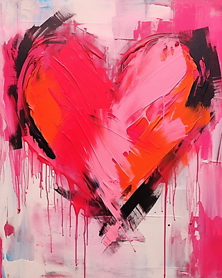 JPG 분홍색 일러스트 페인팅 붓터치 추상 발렌타인데이 사랑 사람없음 하트 질감 유화 국내일러스트 AI일러스트 AI콘텐츠 모양 감정 컬러 무늬 데이이벤트 미술 파일형식