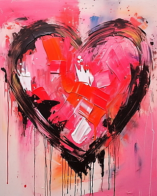 JPG 분홍색 일러스트 페인팅 붓터치 추상 발렌타인데이 사랑 사람없음 하트 질감 유화 국내일러스트 AI일러스트 AI콘텐츠 모양 감정 컬러 무늬 데이이벤트 미술 파일형식