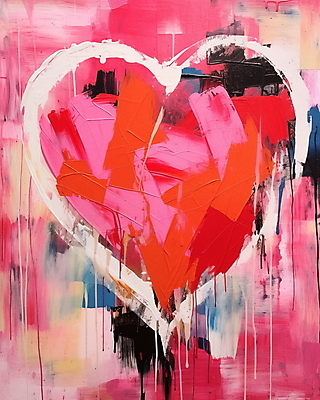 JPG 분홍색 일러스트 페인팅 붓터치 추상 발렌타인데이 사랑 사람없음 하트 질감 유화 국내일러스트 AI일러스트 AI콘텐츠 모양 감정 컬러 무늬 데이이벤트 미술 파일형식