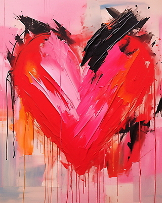 JPG 분홍색 일러스트 페인팅 붓터치 추상 발렌타인데이 사랑 사람없음 하트 질감 유화 국내일러스트 AI일러스트 AI콘텐츠 모양 감정 컬러 무늬 데이이벤트 미술 파일형식